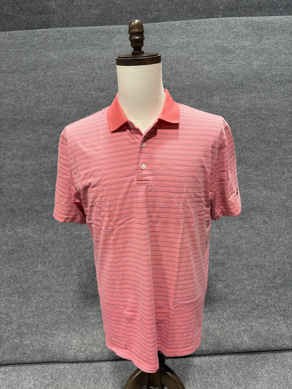 Oxford Golf StayDri Polo Shirt Mens XL Pink Striped Golf Performance Top